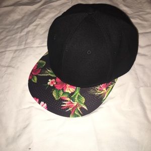 black and floral snapback